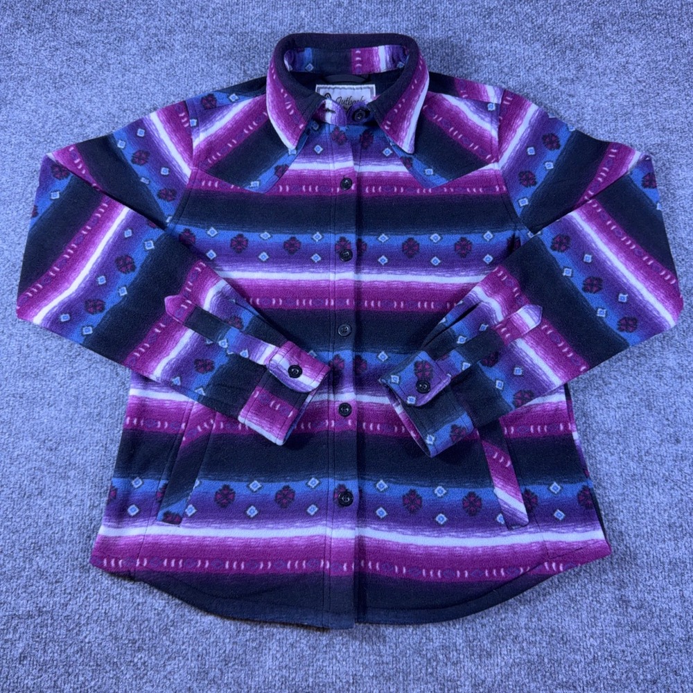 Outback Trading Co Southwestern Womens Fleece Jacket Purple Azteca S